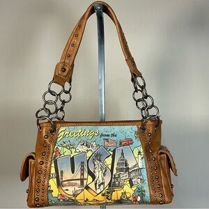 Montana West CC Leather Handbag Greetings from the USA
